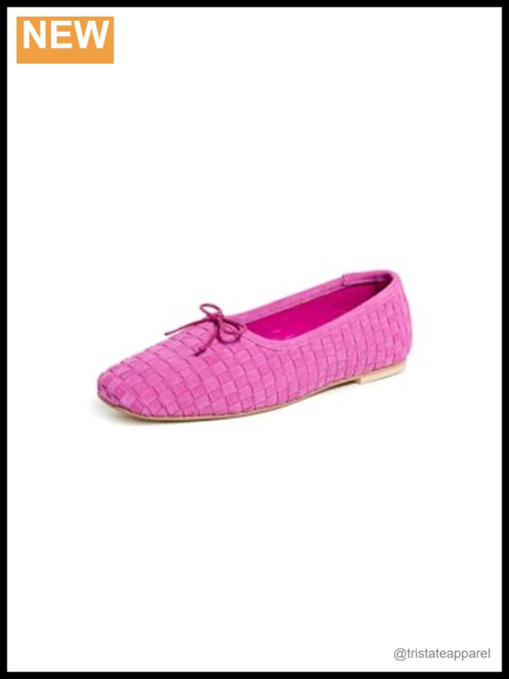 Woven Suede Square Toe Flats with Bow Detail Pull-On